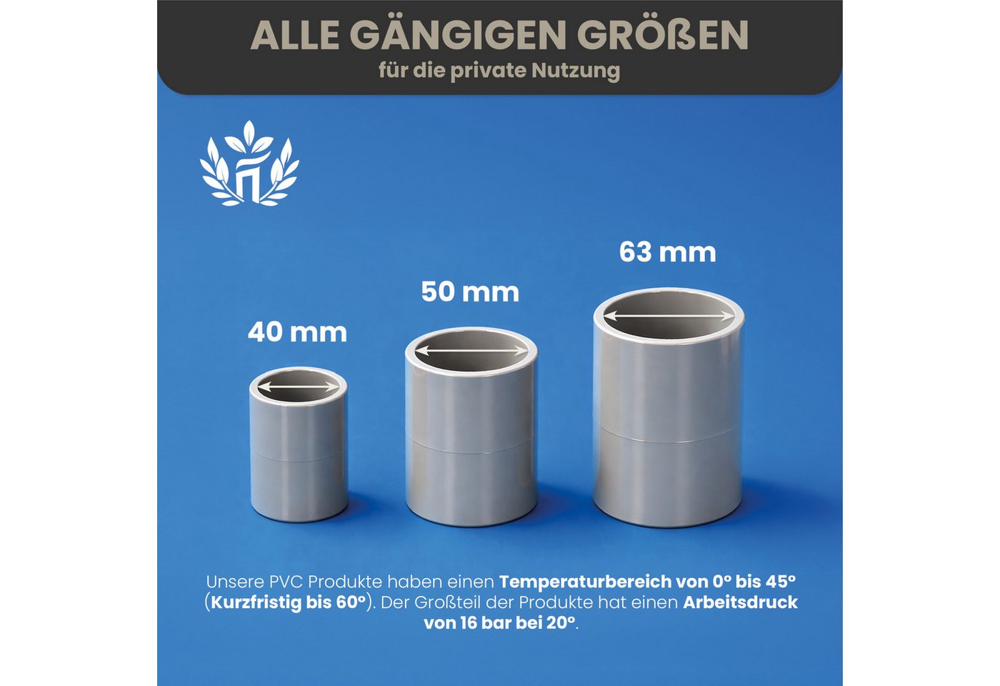 HAF Rohrverbinder 1-10x PVC Winkel 90° 50mm Klebemuffe x 2" Außengewinde PN16 Pool, Max. Arbeitsdruck 16 bar bei 20 C° Bild 5