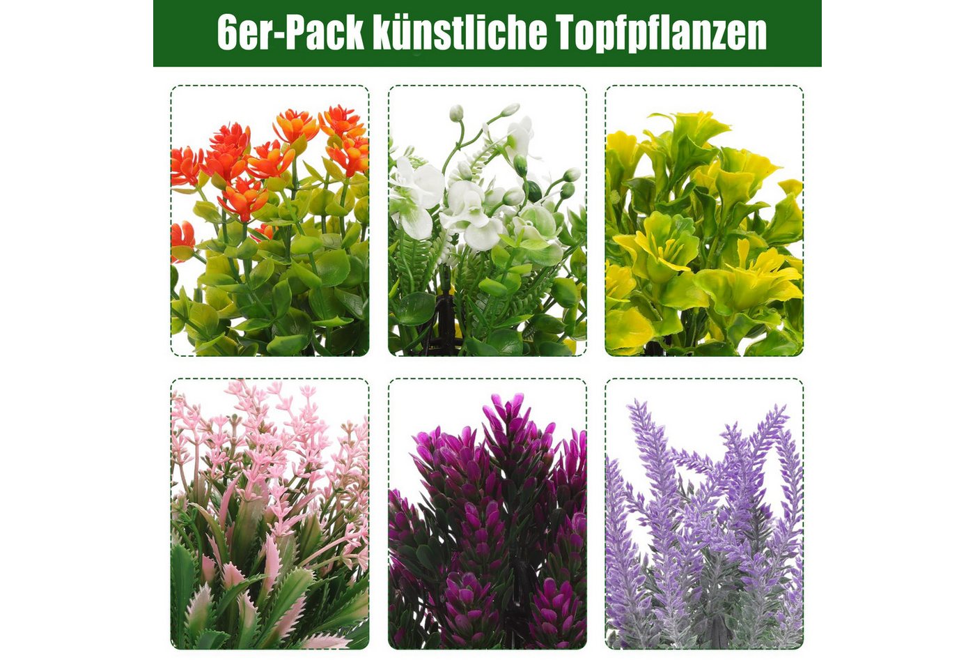 Künstliche Zimmerpflanze 6-teiliges Set künstlicher Blumentöpfe, Mini- Kunstpflanzen mit Topf, Coonoor, Tischdekoration Künstliche Zimmerpflanze für Zuhause/Büro/Draußen Bild 3