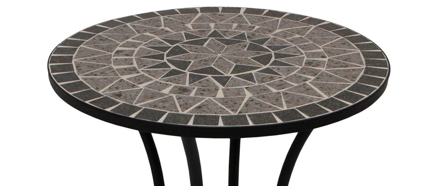 TPFGarden Gartentisch DERBY (Bistrotisch mit Mosaik-Tischplatte grau/weiss, Hochwertiges Gestell aus schwarz pulverbeschichtetem Eisen), Outdoor Esstisch - Terrassentisch - Maße (BxHxT): 60 x 70 x 60 cm Bild 5