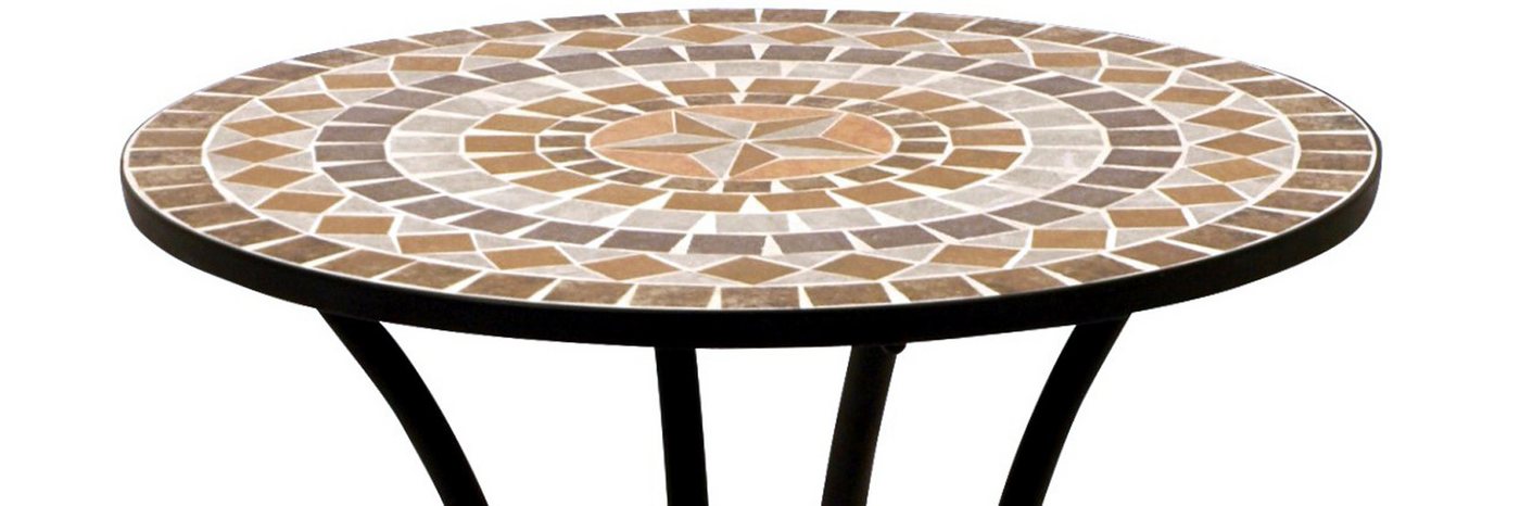 TPFGarden Gartentisch WORCESTER (Bistrotisch mit Mosaik-Tischplatte terracotta, Hochwertiges Gestell aus schwarz pulverbeschichtetem Eisen), Outdoor Esstisch - Terrassentisch - Maße (BxHxT): 60 x 70 x 60 cm