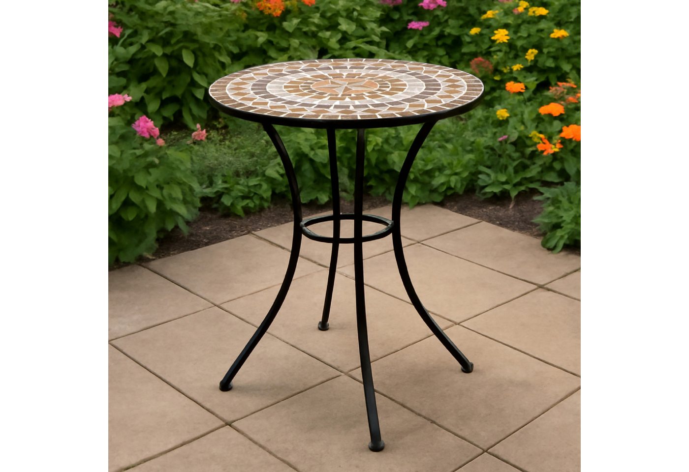 TPFGarden Gartentisch WORCESTER (Bistrotisch mit Mosaik-Tischplatte terracotta, Hochwertiges Gestell aus schwarz pulverbeschichtetem Eisen), Outdoor Esstisch - Terrassentisch - Maße (BxHxT): 60 x 70 x 60 cm Bild 4