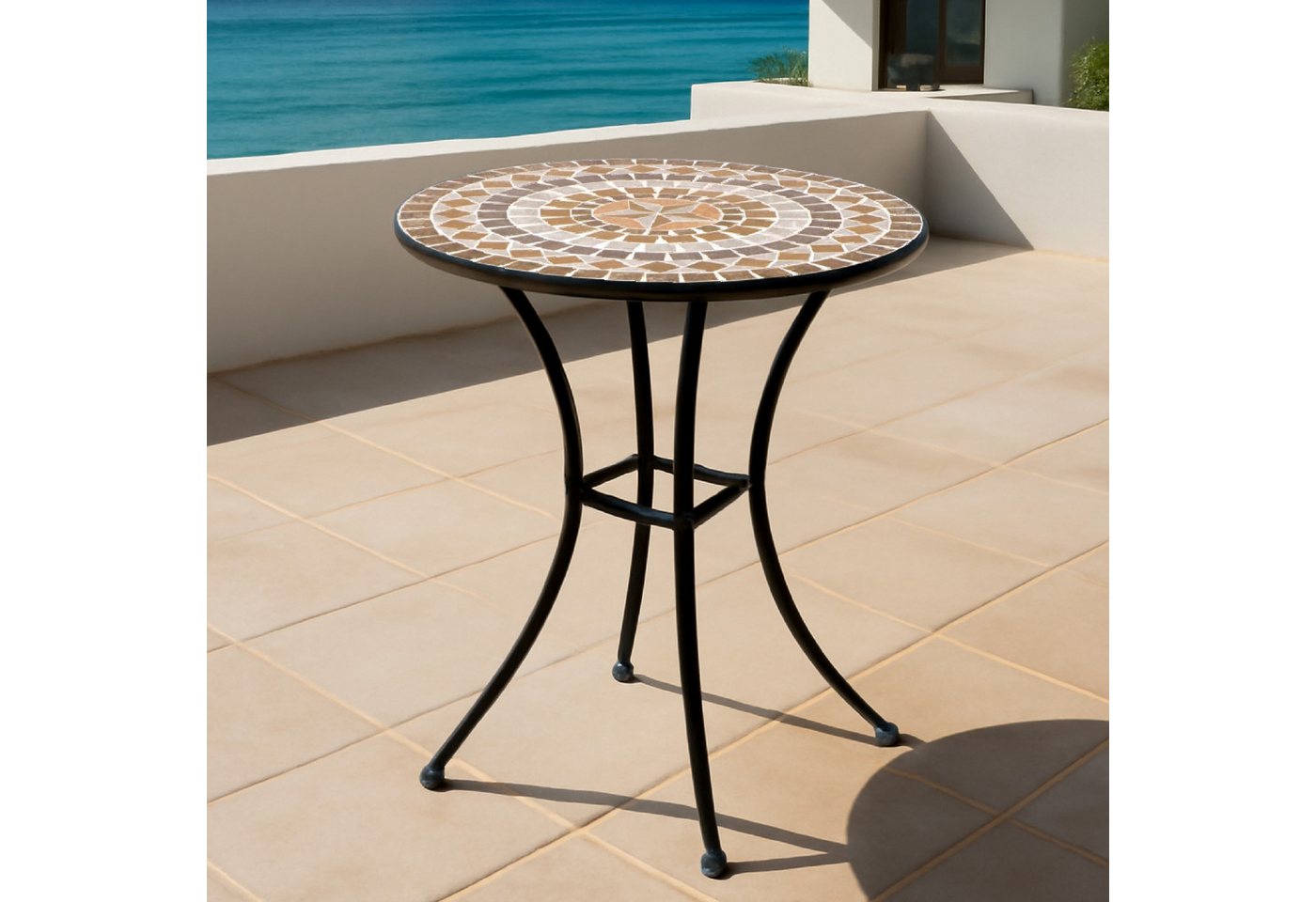 TPFGarden Gartentisch WORCESTER (Bistrotisch mit Mosaik-Tischplatte terracotta, Hochwertiges Gestell aus schwarz pulverbeschichtetem Eisen), Outdoor Esstisch - Terrassentisch - Maße (BxHxT): 60 x 70 x 60 cm Bild 5