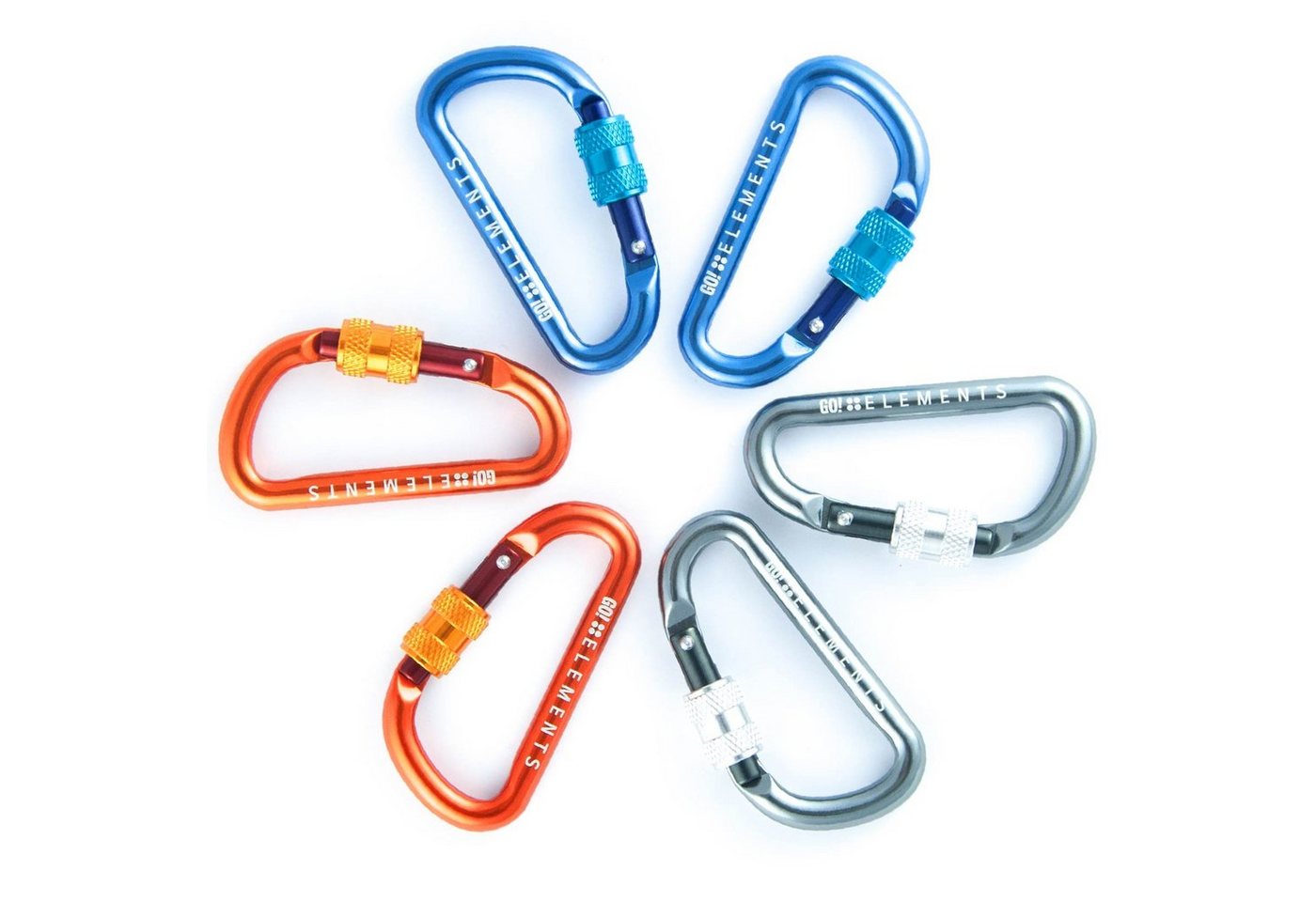 GO!elements Karabiner Micro 6, (6Stück), Schlüsselanhänger Mini Karabinerhaken klein mit Schraubverschluss Bild 4