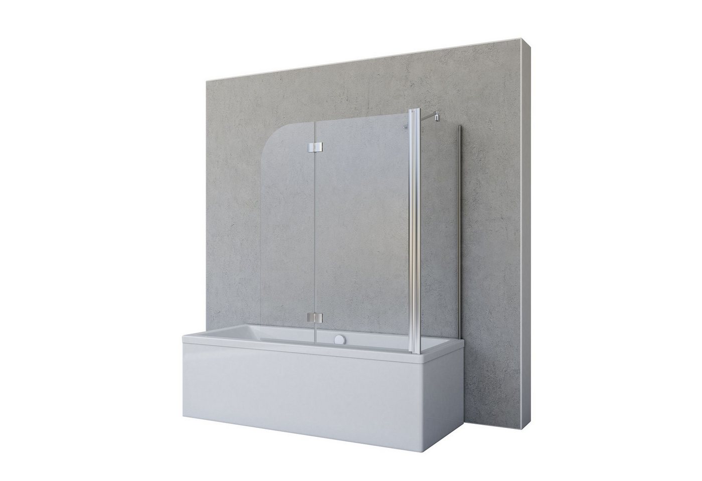 Schulte Badewannenfaltwand Angle 112 x 142 cm ESG, Glas, 2-teilig mit Festelement Chromoptik Bild 5