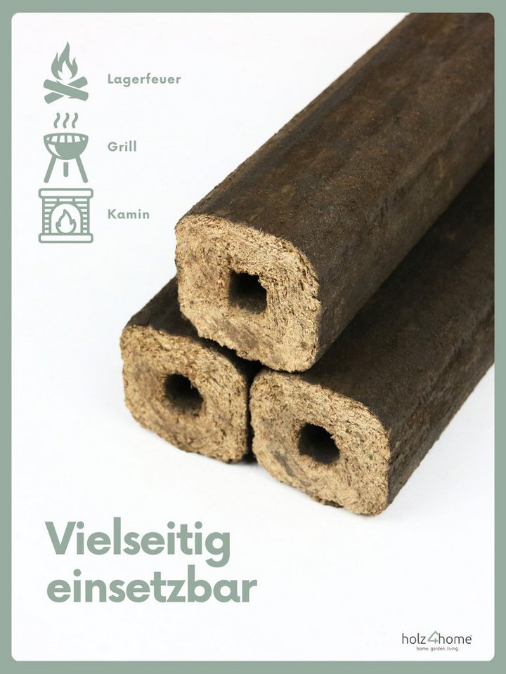 holz4home® Holzbriketts Pini Kay Eichenbriketts I 100% ohne Zusätze I Briketts Kamin Brennholz, 10 kg, Mit Zugloch gepresst