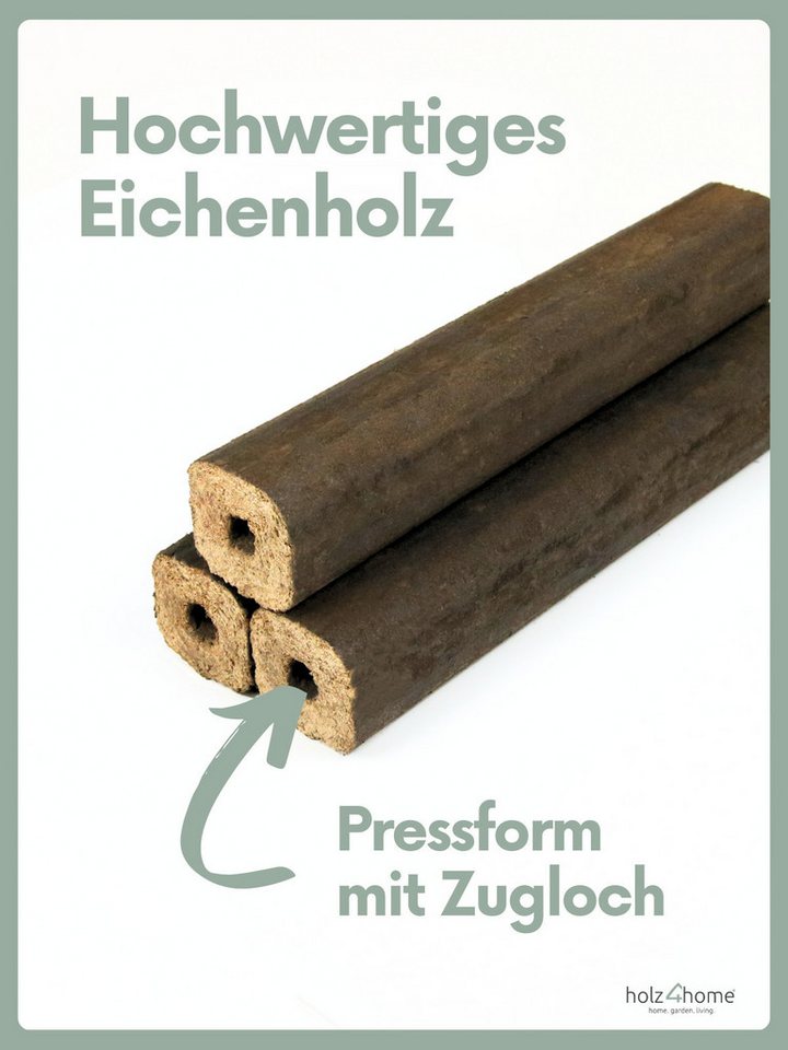 holz4home® Holzbriketts Pini Kay Eichenbriketts I 100% ohne Zusätze I Briketts Kamin Brennholz, 10 kg, Mit Zugloch gepresst Bild 3