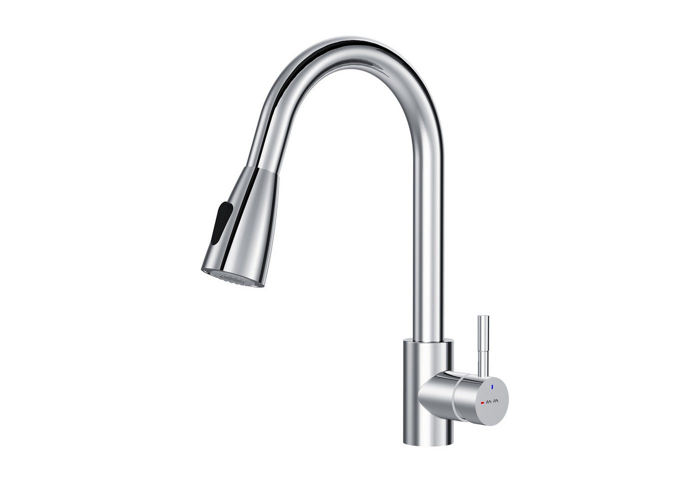 AM.PM Küchenarmatur X-JOY S Wasserhahn Drehbar Spülarmatur Spültischarmatur Küche (Einhebelmischer Misch-Armatur Mischarmatur, Mischbatterie mit ausziehbarer Brause Chrom Silber) ausziehbarer, flexibler und drehbarer Auslauf Bild 2
