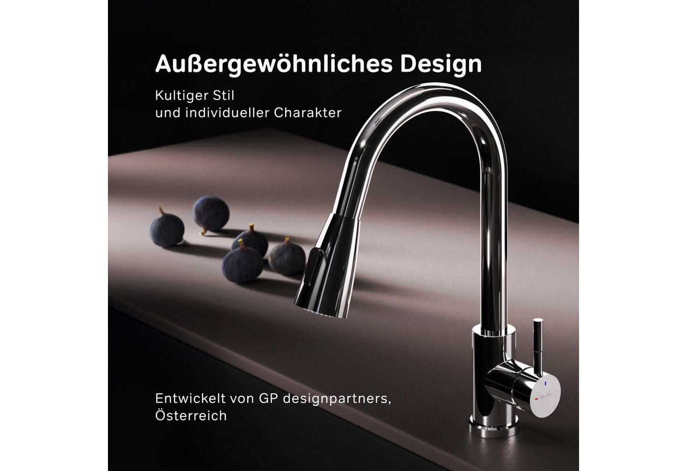 AM.PM Küchenarmatur X-JOY S Wasserhahn Drehbar Spülarmatur Spültischarmatur Küche (Einhebelmischer Misch-Armatur Mischarmatur, Mischbatterie mit ausziehbarer Brause Chrom Silber) ausziehbarer, flexibler und drehbarer Auslauf Bild 3