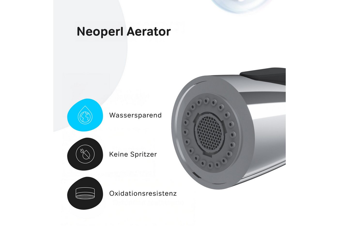 AM.PM Küchenarmatur X-JOY S Wasserhahn Drehbar Spülarmatur Spültischarmatur Küche (Einhebelmischer Misch-Armatur Mischarmatur, Mischbatterie mit ausziehbarer Brause Chrom Silber) ausziehbarer, flexibler und drehbarer Auslauf Bild 4