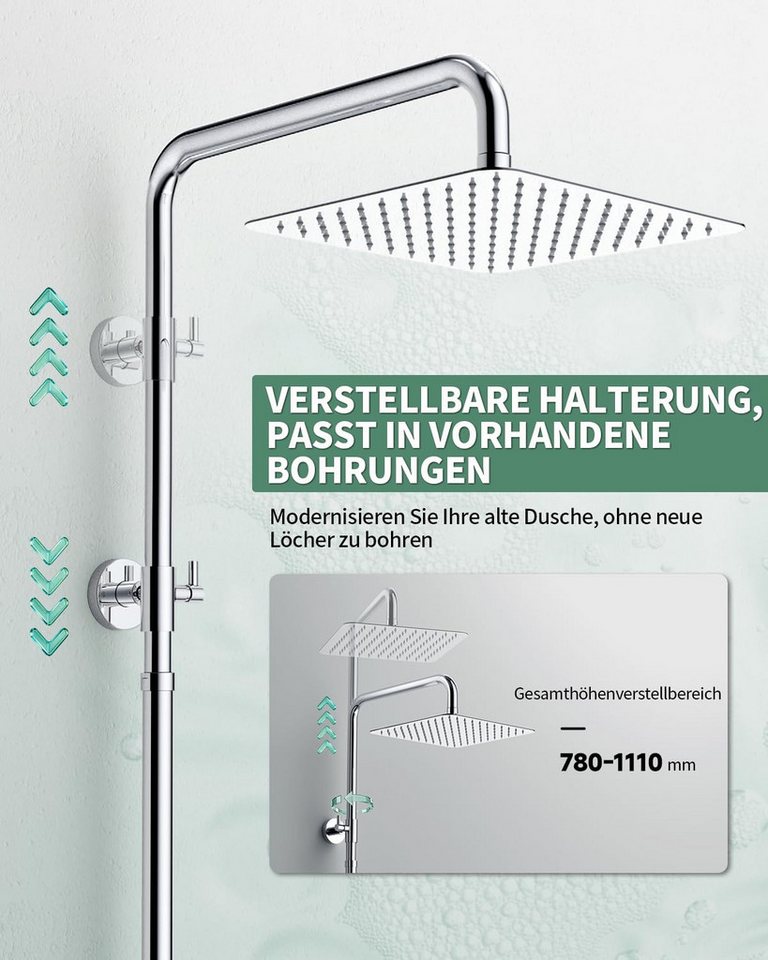 Rainsworth Duschsystem ohne Armatur, Höhe 25 cm, 3 Strahlart(en), 25cm Rund Regendusche und 3 Strahlarten Duschkopf Bild 3