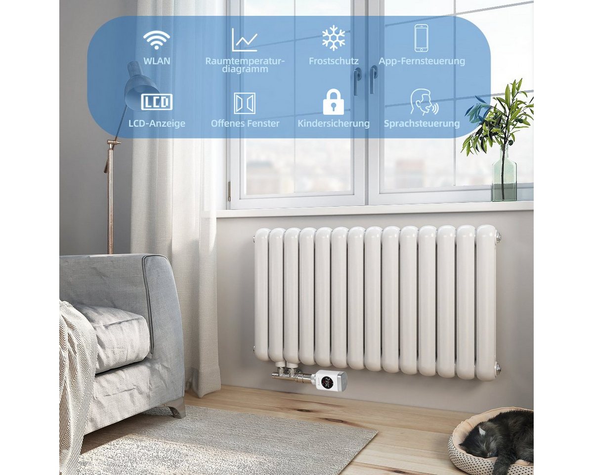 Salcar Heizkörperthermostat Heizkörperthermostat TRV801W Thermostat Heizung Smart LCD WiFi, Thermostat kompatibel mit Amazon Alexa & Google Assistant Bild 4