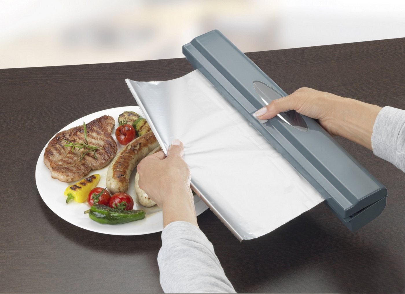 Maximex Folienspender Folienspender PERFECT CUTTER Farbe anthrazit, (1-St), Edelstahl Bild 3