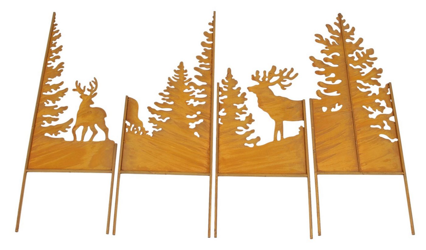 Dekoleidenschaft Gartenstecker "Hirsche im Wald" aus Metall mit Echt Rost, 120x85 cm groß, Rostdeko Dekostecker, Roststecker, Metalldeko, Gartendeko wetterfest Bild 2