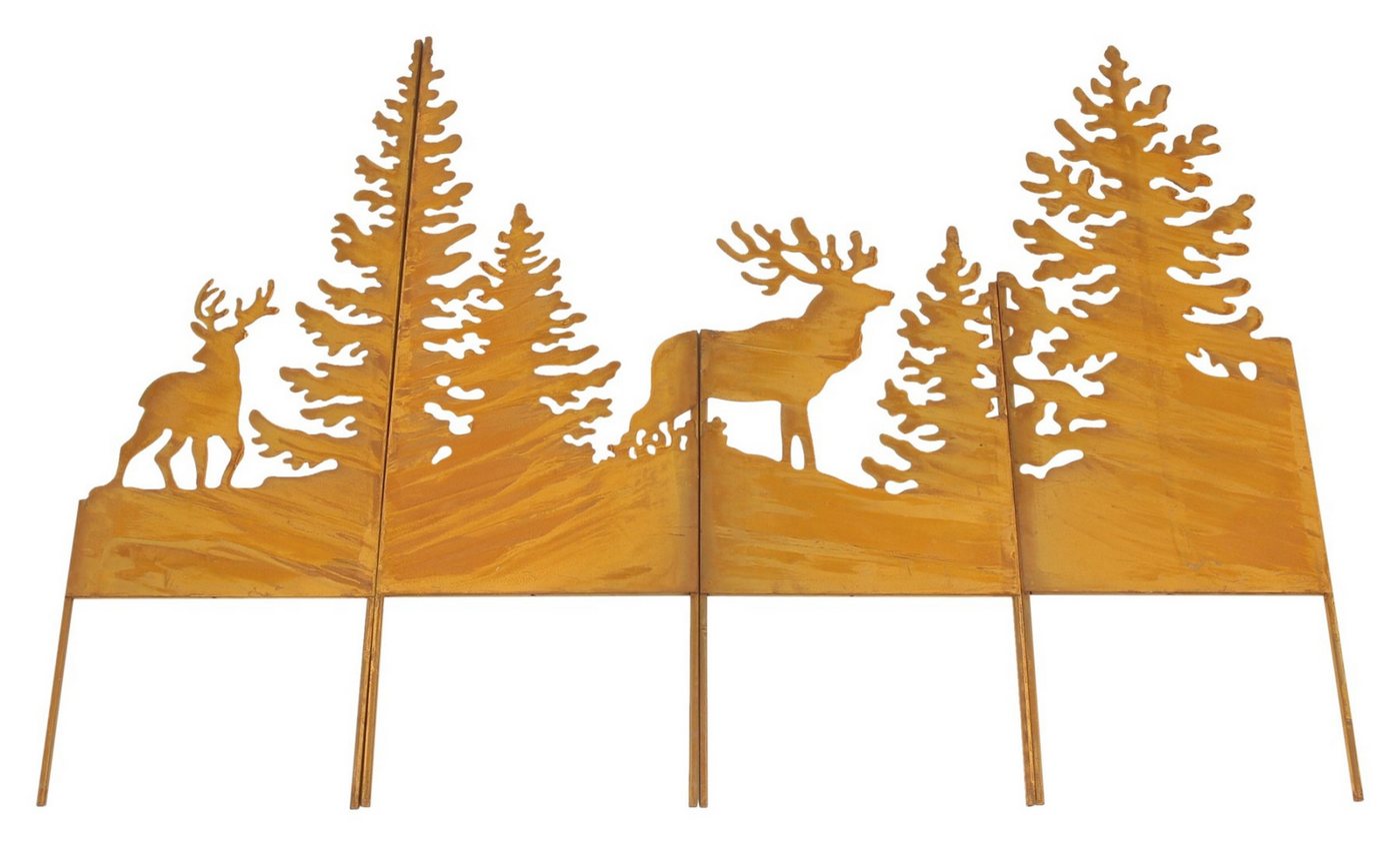 Dekoleidenschaft Gartenstecker "Hirsche im Wald" aus Metall mit Echt Rost, 120x85 cm groß, Rostdeko Dekostecker, Roststecker, Metalldeko, Gartendeko wetterfest Bild 3