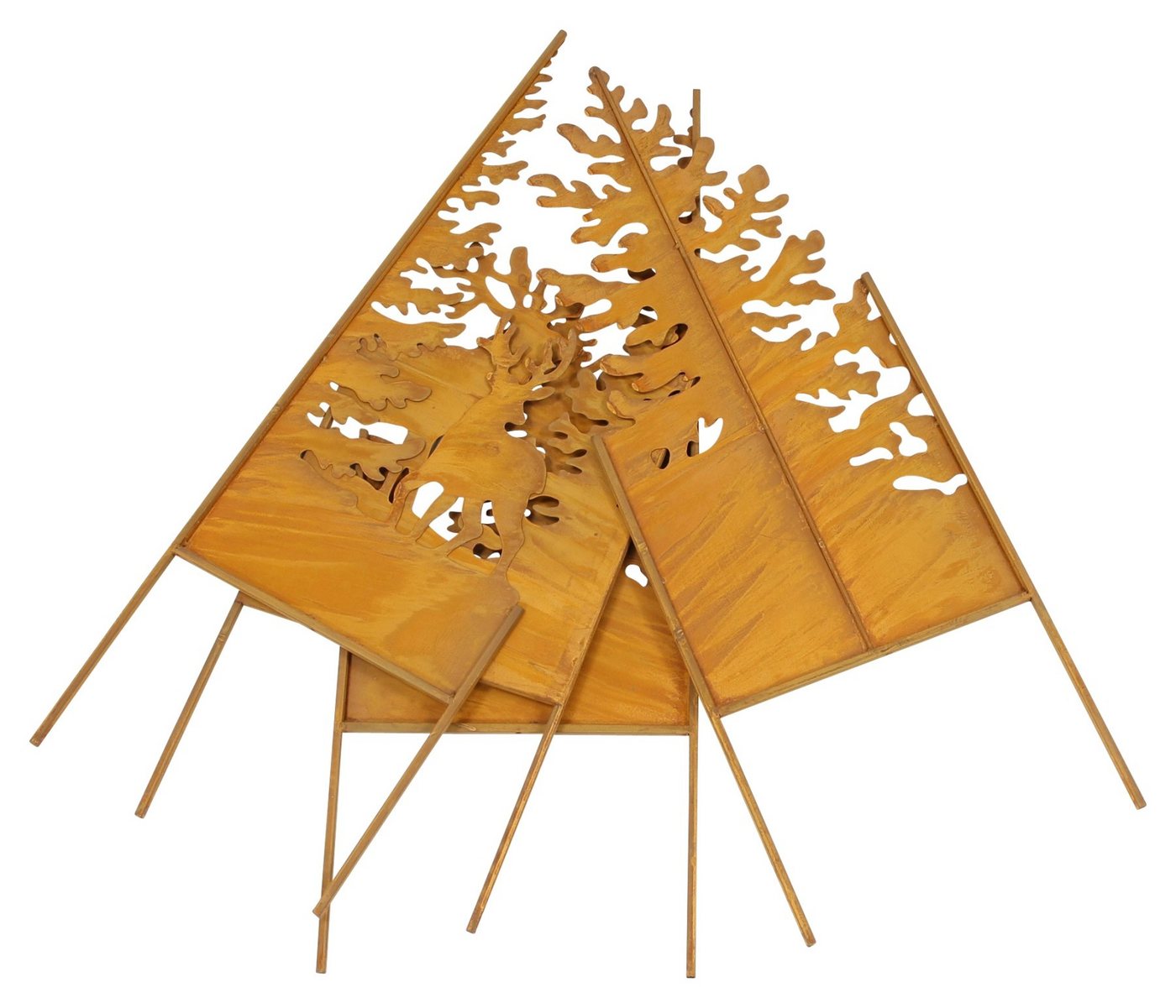 Dekoleidenschaft Gartenstecker "Hirsche im Wald" aus Metall mit Echt Rost, 120x85 cm groß, Rostdeko Dekostecker, Roststecker, Metalldeko, Gartendeko wetterfest Bild 4
