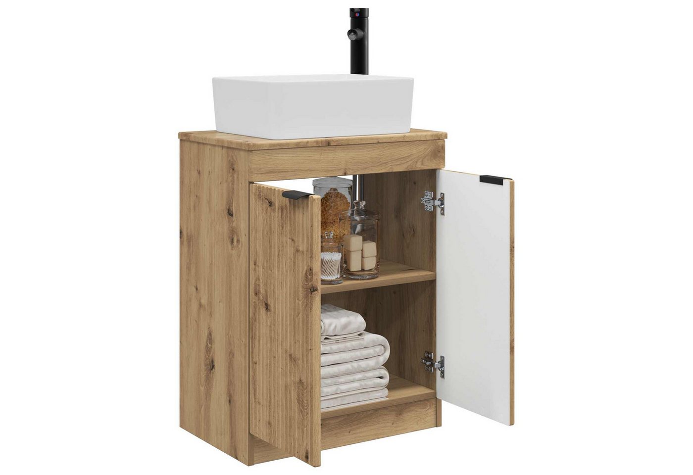 vidaXL Badezimmerspiegelschrank Badezimmerschrank mit Waschbecken Artisan-Eiche 54 x 35 x 83 cm (1-St)