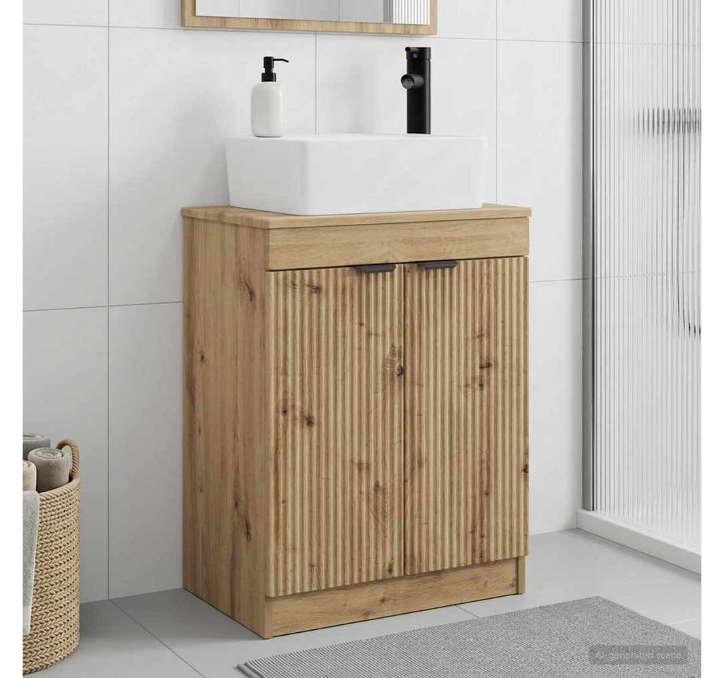 vidaXL Badezimmerspiegelschrank Badezimmerschrank mit Waschbecken Artisan-Eiche 54 x 35 x 83 cm (1-St) Bild 4