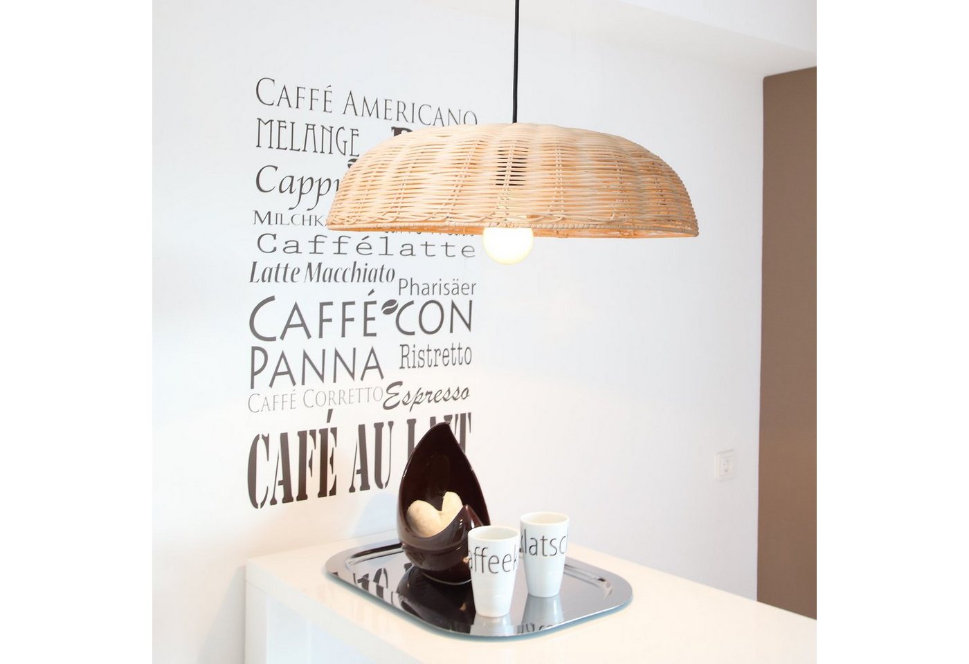 Home4Living Pendelleuchte Hängeleuchte Pendeleuchte Ø 48cm Rattan E27 Küchenlampe, ohne Leuchtmittel, Rattan Bild 2
