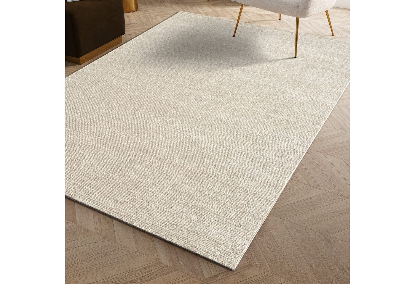 Carpetilla Teppich Kurzflor Teppich Modern– Wohnzimmerteppich pflegeleicht – viele Größen, Teppich Wohnzimmer 3D effekt Boho Einfarbig hoch-tief Streifen