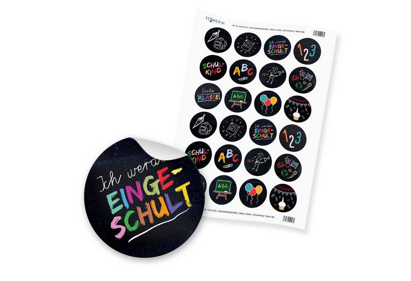 itenga Aufkleber 24 x itenga Sticker „Schulanfang“ (Motiv 88) Bild 2
