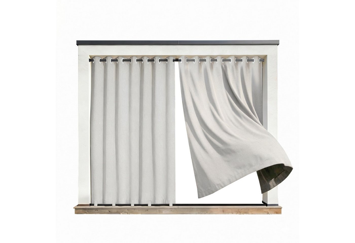 LMaxhome Outdoorvorhang 100% Blickdicht, Balkonvorhang wasserfest & windfest (2 St), 150 g/m² Polyester, Leinenoptik, mit Ösen für Terrasse & Pergola