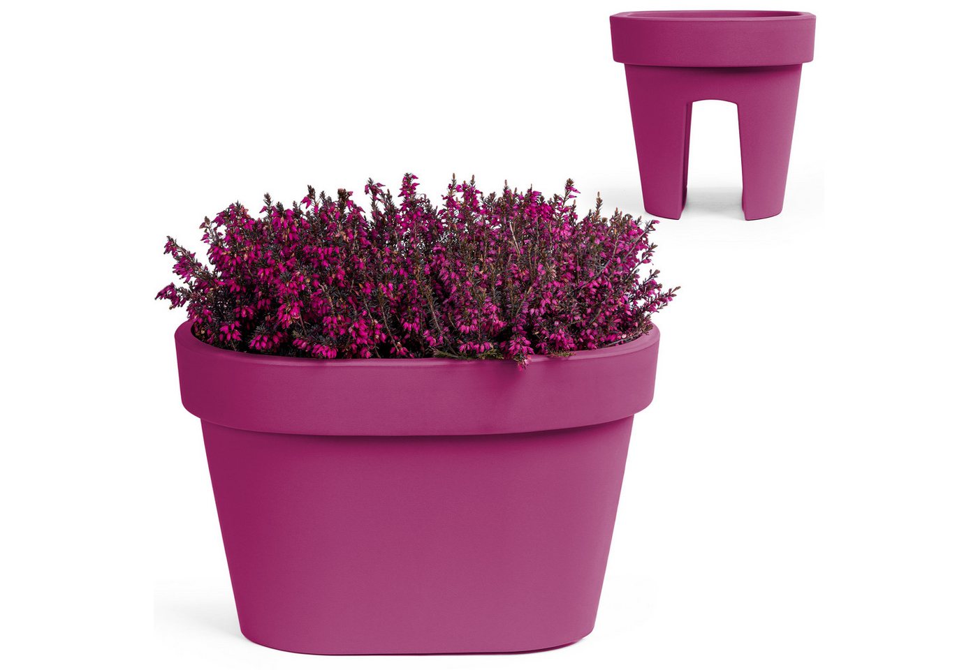 KONZEPT Blumenkasten für Balkongeländer 12,3 L, ca. 40 x 27 cm, Geprägtem Rand, Stapelbar Bild 3