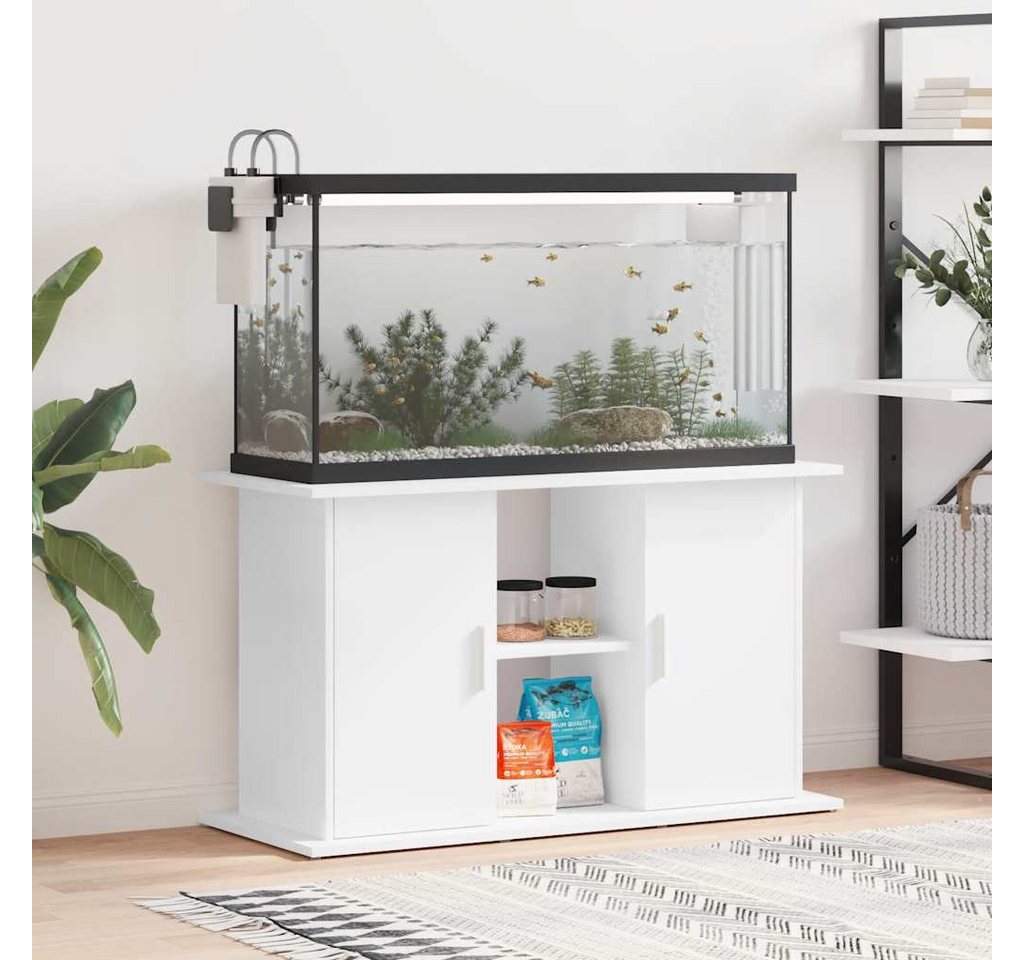 furnicato Aquariumunterschrank Aquariumständer 101x41x58 cm Weiß Stabiler Aquariumschrank mit Ablagefächern für dein Zubehör in Weiß Bild 4