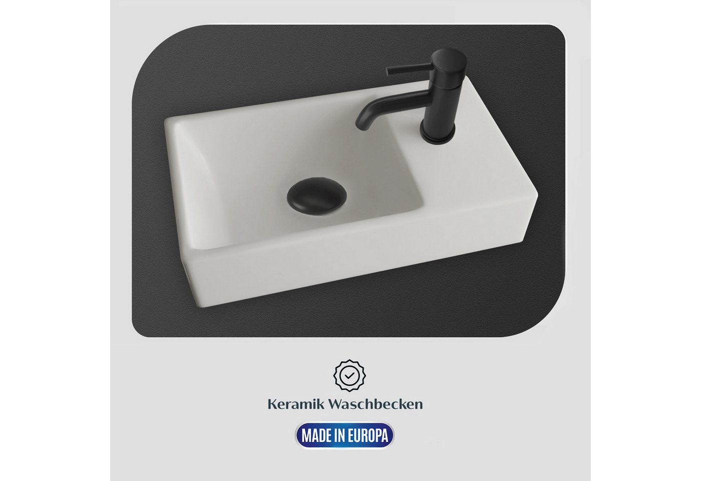 Alpenberger Badmöbel-Set Gäste WC Waschbecken mit Unterschrank - Badschrank Hängend, (2-tlg. Waschtisch Set Eiche Hell, Waschbeckenunterschrank mit Softclose), Waschplätze für Kleine Bäder - Badschrank Hängend und Vormontiert Bild 5