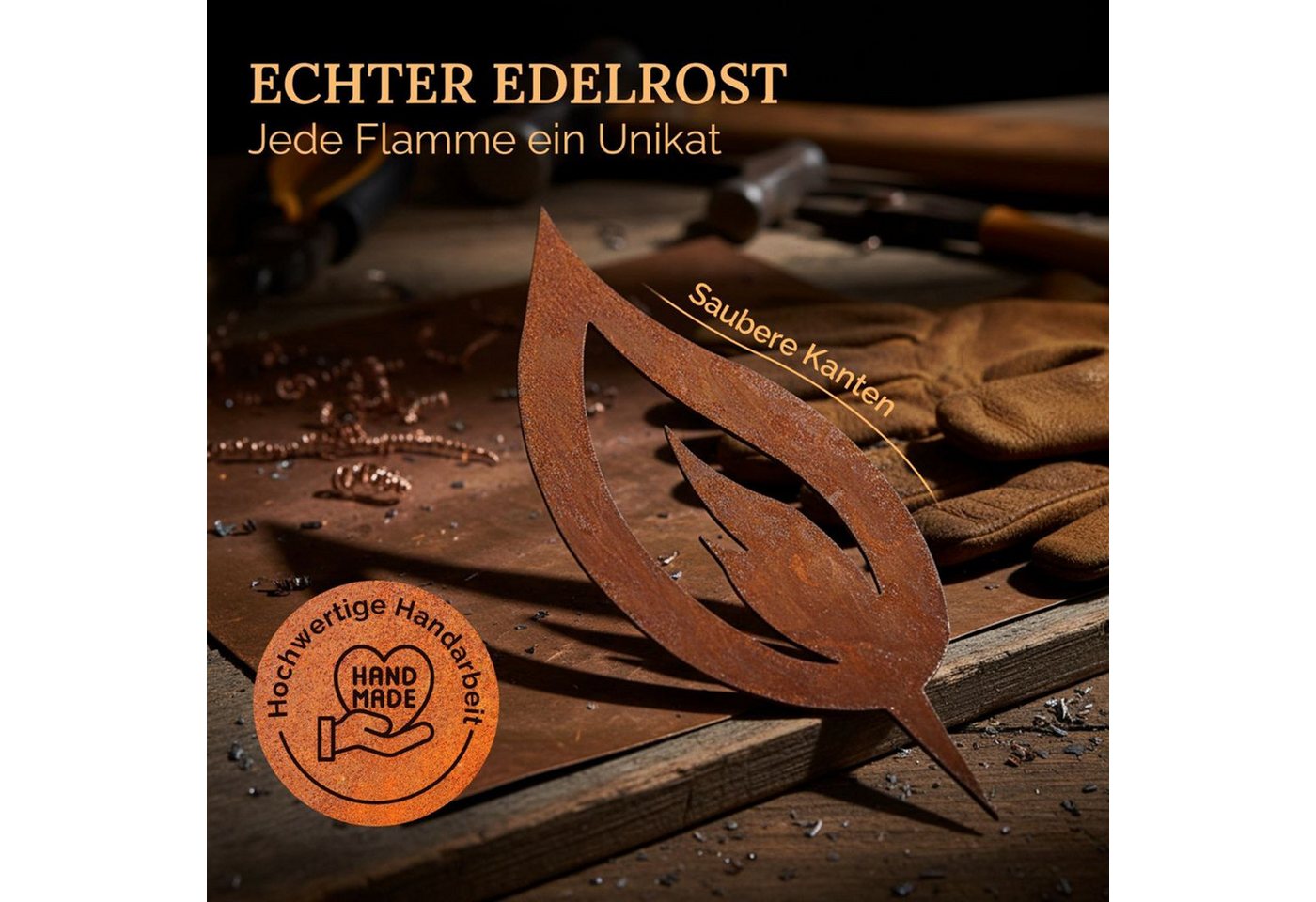 Rostikal Gartenstecker Flammen Dekostecker Weihnachten Deko (10-St) Echter Rost Bild 4
