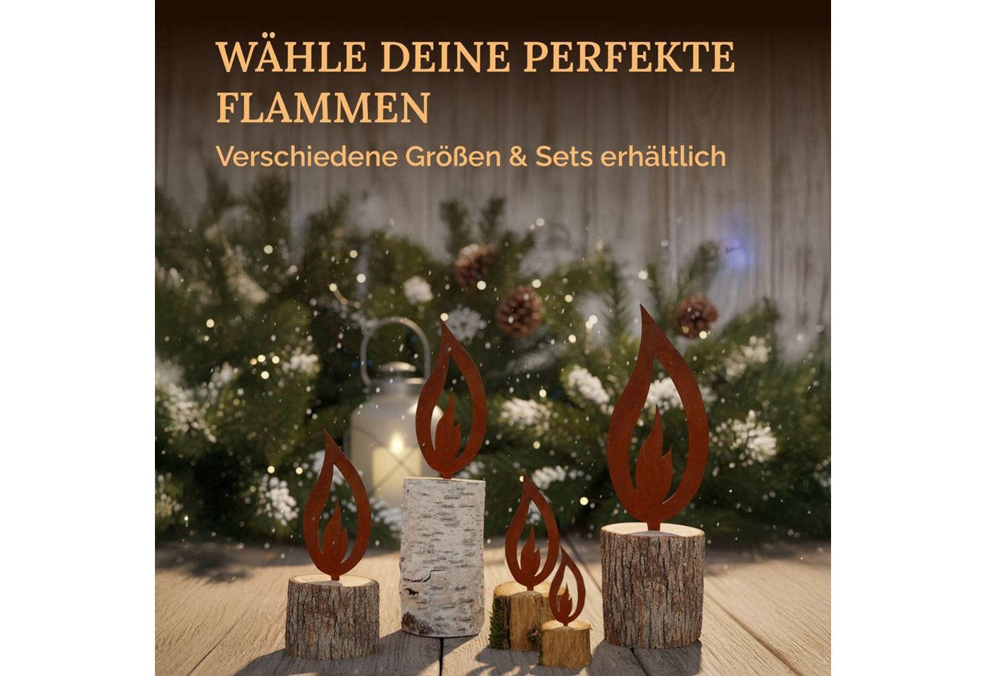 Rostikal Gartenstecker Flammen Dekostecker Weihnachten Deko (10-St) Echter Rost Bild 5