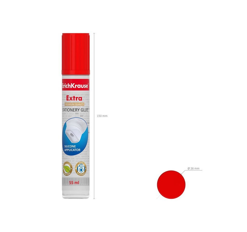 Erich Krause Klebestift, Flüssigkleber haftstark Silikonapplikator 55ml wasserlöslich 1 Stück