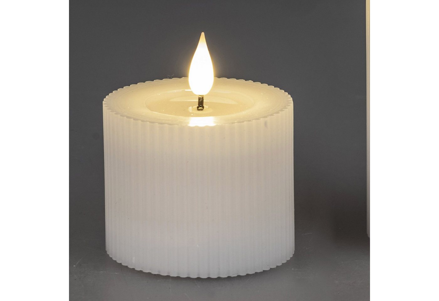 formano LED-Kerze Streifen, LED, mit Timerfunktion, Weiß, Rillen, H: 4cm Bild 2