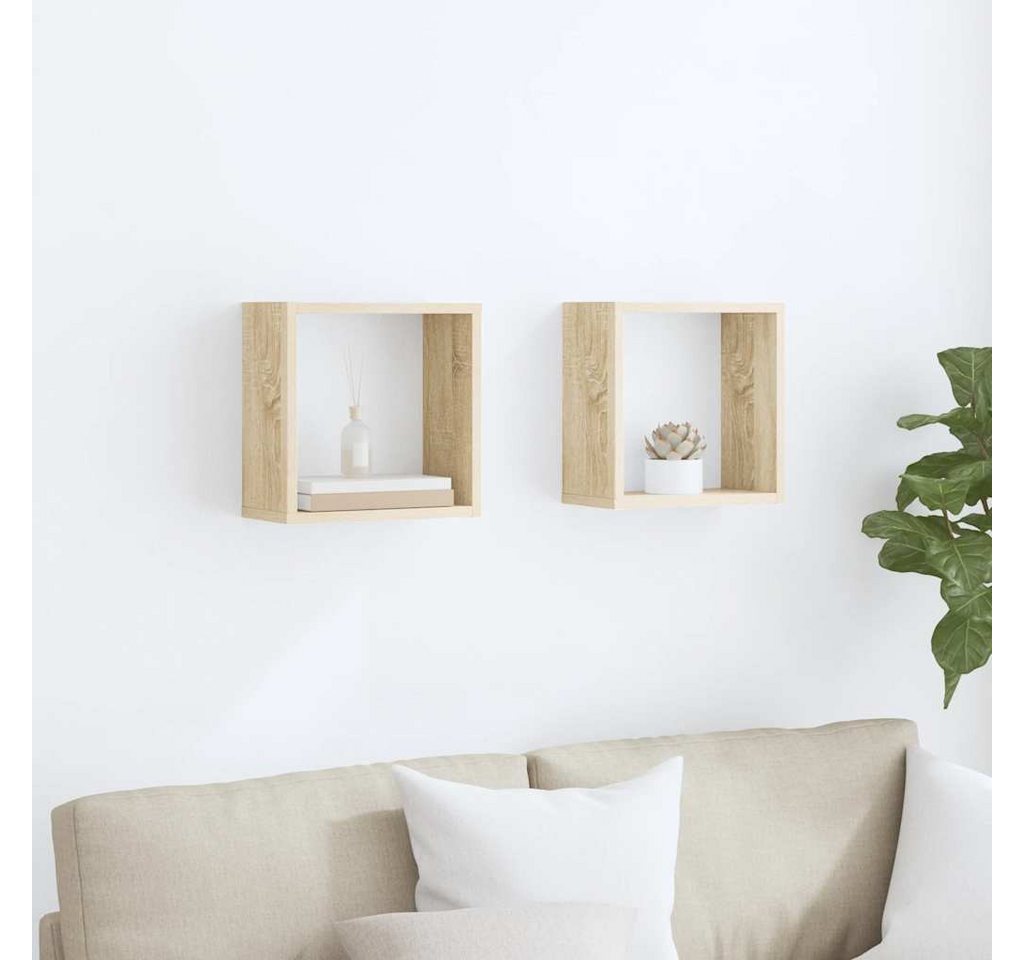 furnicato Wandregal Wand-Würfelregal-Set 30x15x30 cm Sonoma-Eiche Massivholz, 2-tlg., Stabile Schweberegale mit pflegeleichter Oberfläche für das Wohnzimmer Bild 3