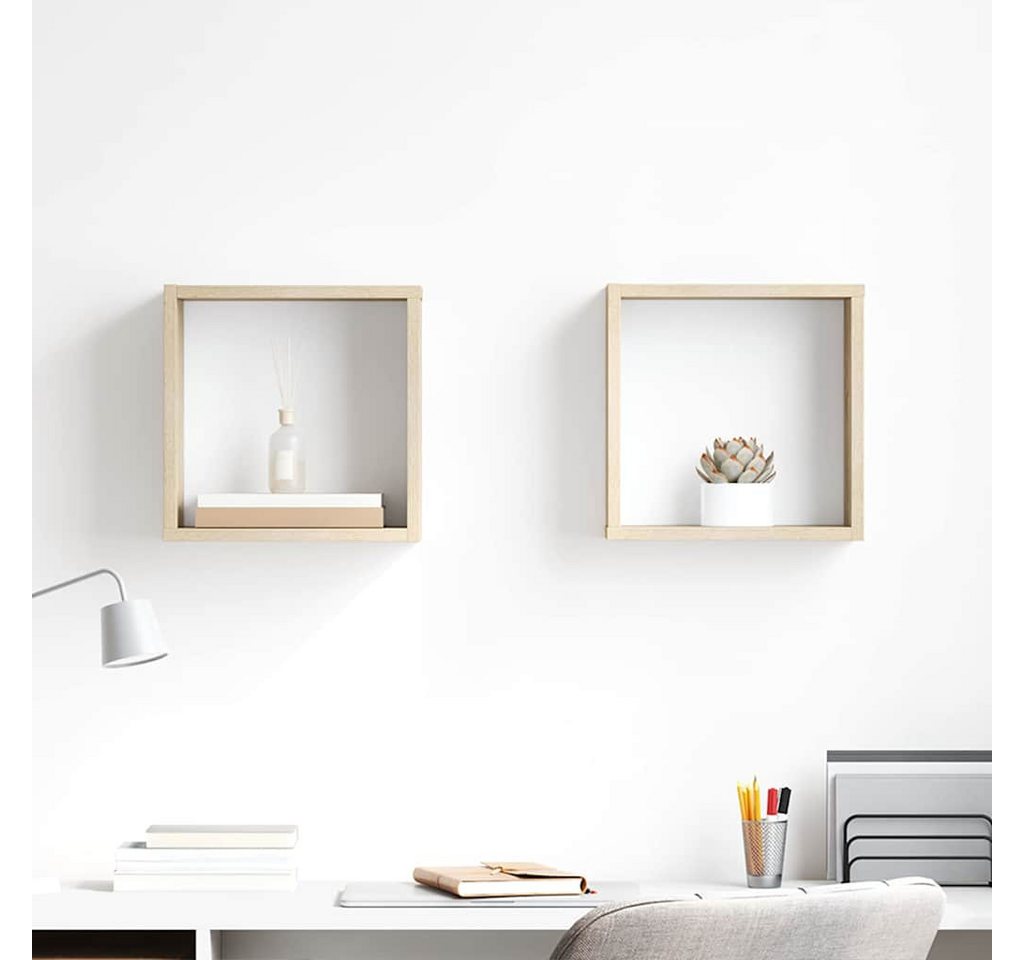 furnicato Wandregal Wand-Würfelregal-Set 30x15x30 cm Sonoma-Eiche Massivholz, 2-tlg., Stabile Schweberegale mit pflegeleichter Oberfläche für das Wohnzimmer Bild 5