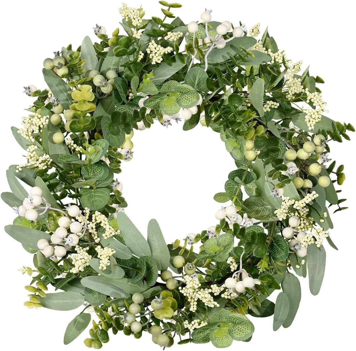 Diwzbyn Dekokranz Künstliche Frühlings-, Sommer- und Weihnachtskränze, Grün für die Haustür, Eukalyptusblattkranz Bild 4