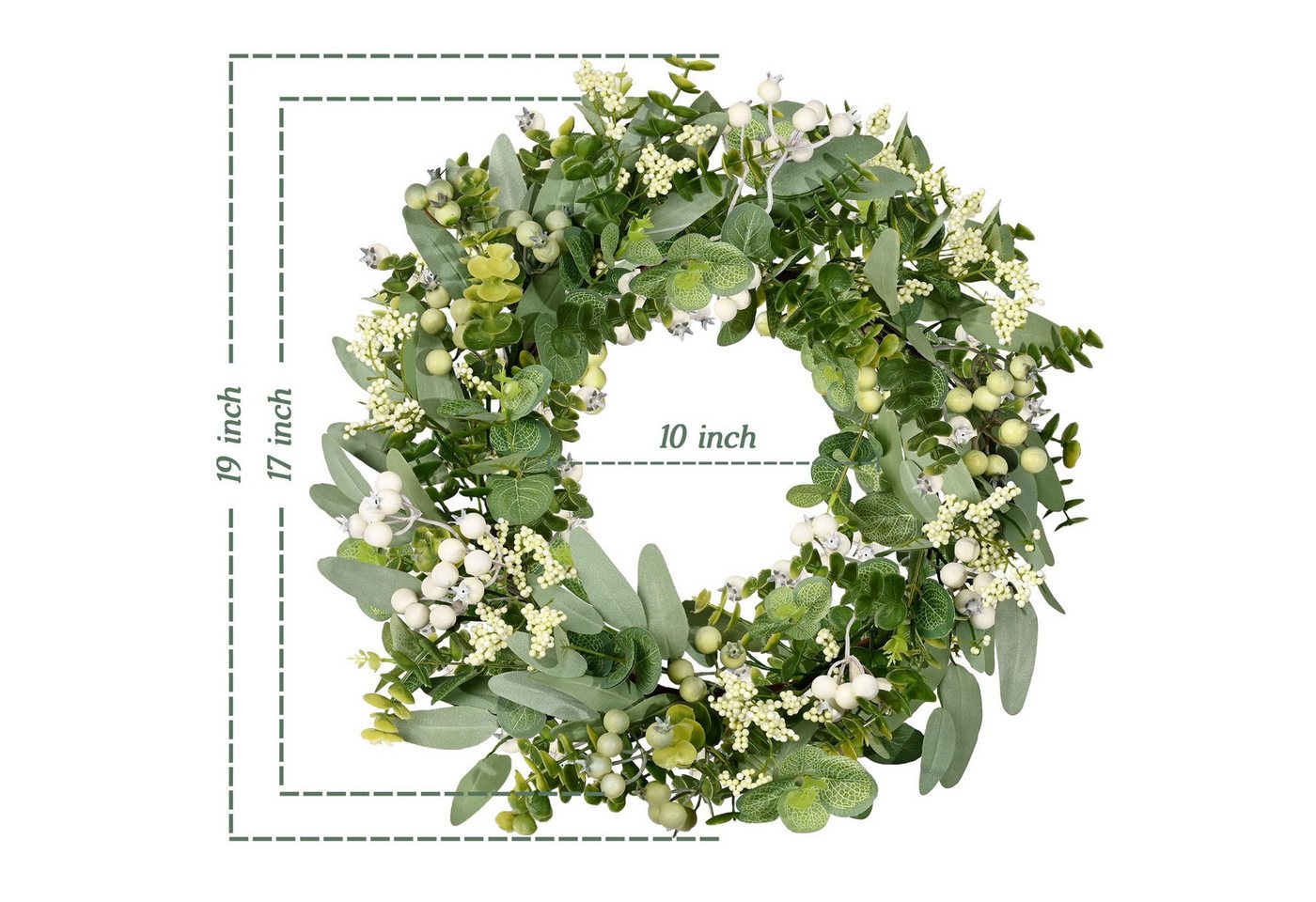 Diwzbyn Dekokranz Künstliche Frühlings-, Sommer- und Weihnachtskränze, Grün für die Haustür, Eukalyptusblattkranz Bild 5