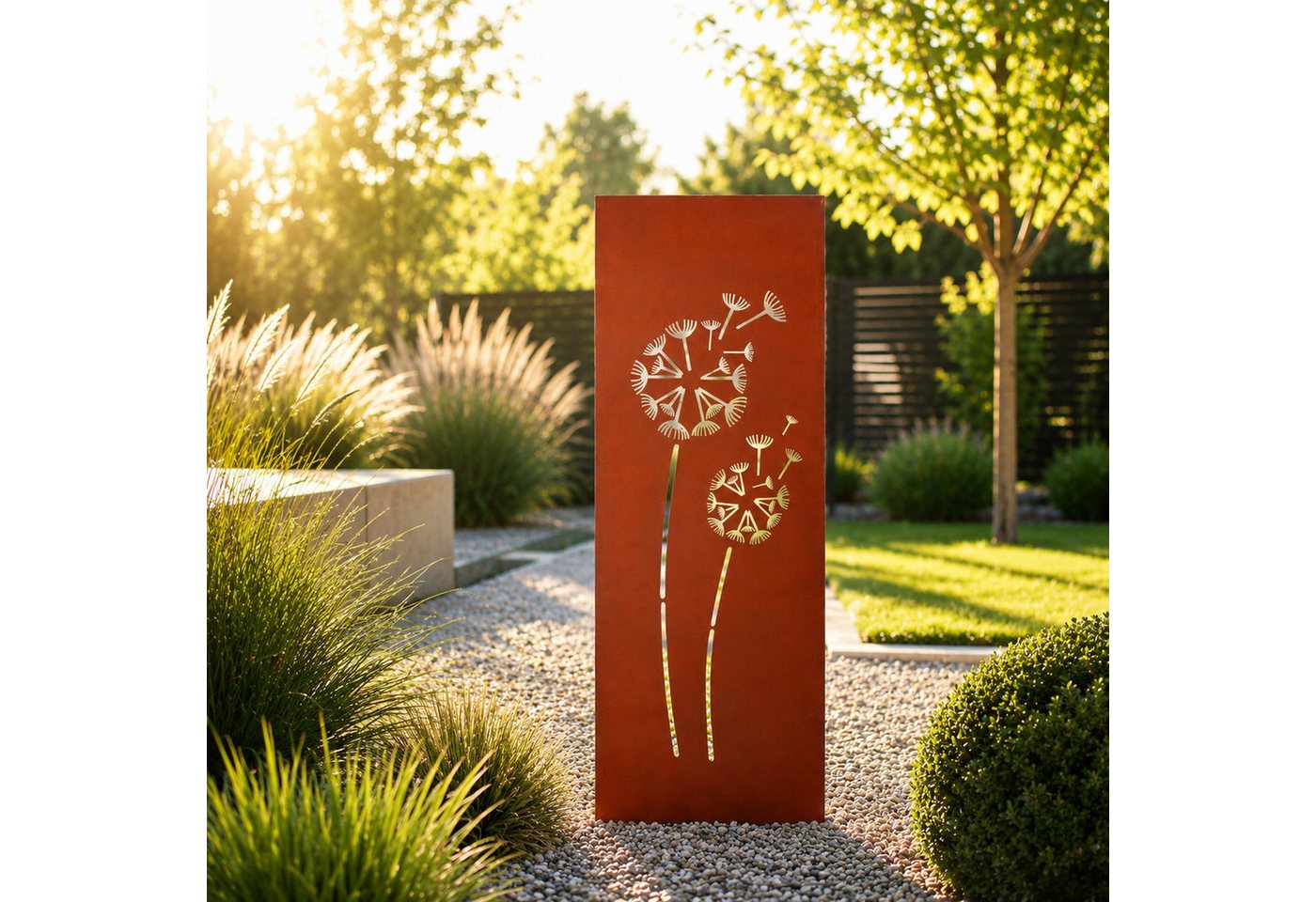UNUS GARDEN Gartenstecker Gartenschild groß, Pusteblumen, Gartenstecker Metall in Rostoptik (1-St., 80x28 cm) wetterfest, dekorativ für Garten, Beet und Balkon Bild 5