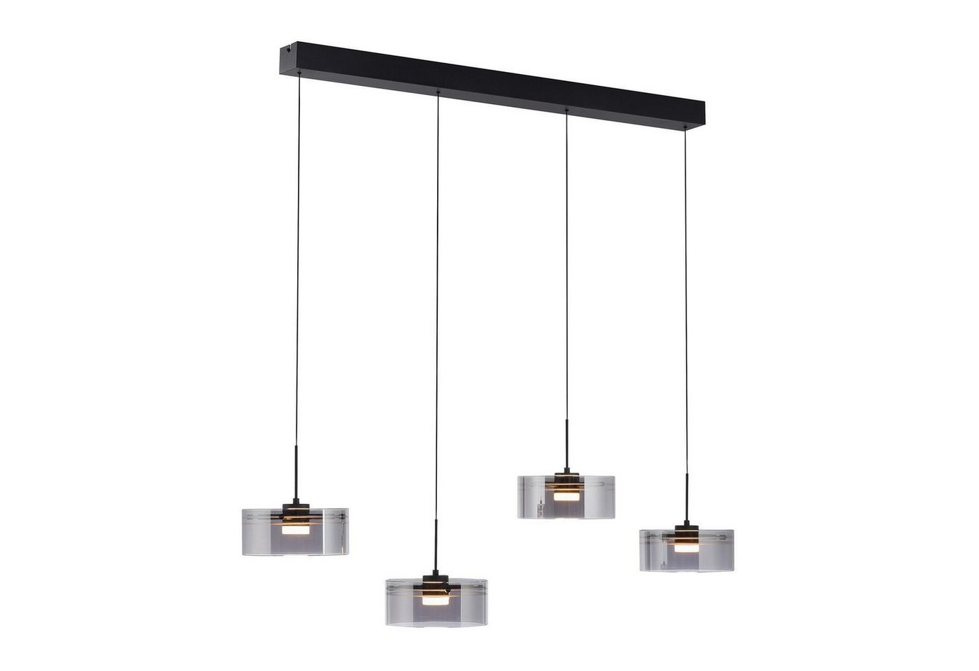 Paul Neuhaus LED Pendelleuchte KARENA, 4-flammig, Schwarz, Rauchglas, Metall, Höhenverstellbar, LED fest integriert, Extra-Warmweiß, Rauchglas, B 110 x H 180 x T 20 cm Bild 4