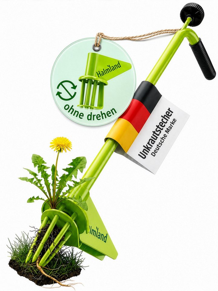 halmland Unkrautstecher Profi Unkrautstecher mit Stiel, aus Massivstahl – rückenschonend