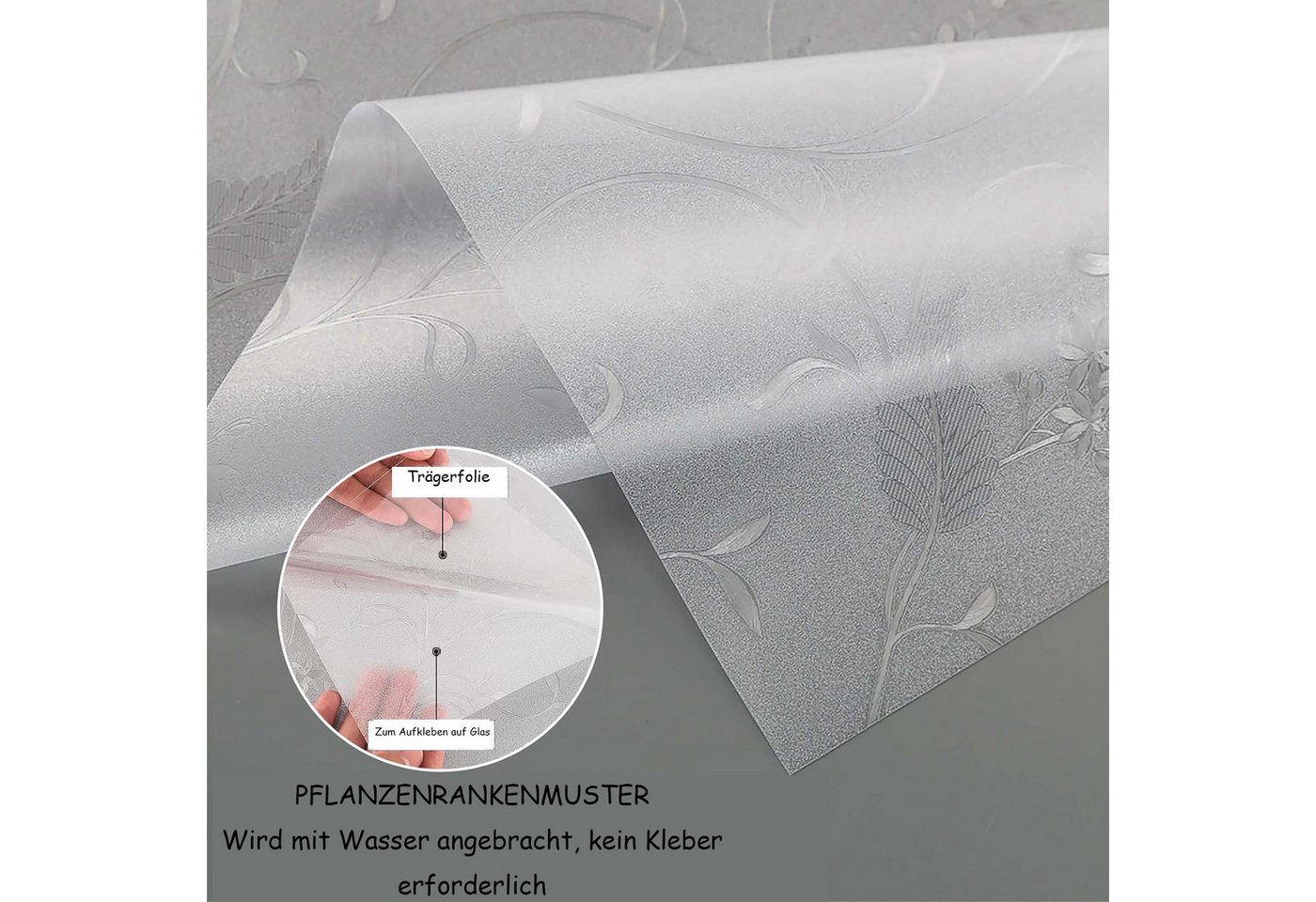 Diwzbyn Fensterfolie Blickdicht Selbsthaftend, Sichtschutzfolie Fenster, 90% UV-Schutz Bild 2
