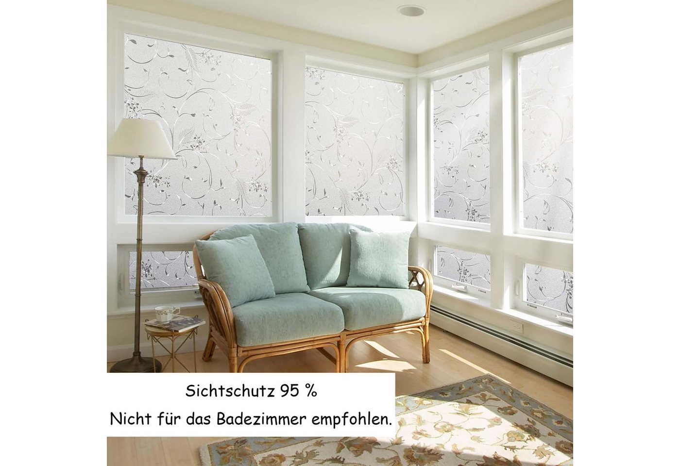 Diwzbyn Fensterfolie Blickdicht Selbsthaftend, Sichtschutzfolie Fenster, 90% UV-Schutz Bild 5