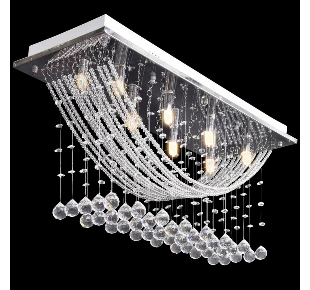 furnicato Deckenleuchte Moderne Deckenlampe 70 x 25 x 29 cm in Weiß mit Kristallverzierung, Luxus-Kronleuchter mit 8 G9 Fassungen für den privaten Wohnraum Bild 2