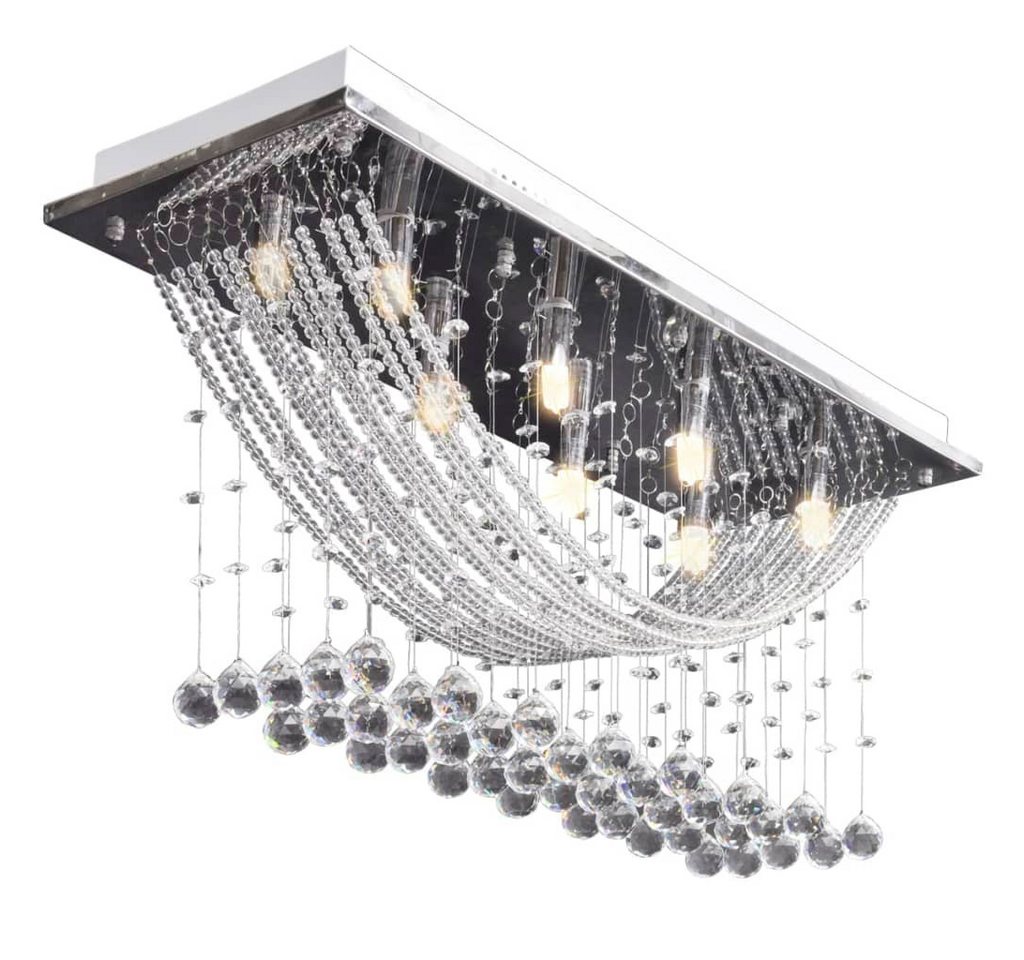 furnicato Deckenleuchte Moderne Deckenlampe 70 x 25 x 29 cm in Weiß mit Kristallverzierung, Luxus-Kronleuchter mit 8 G9 Fassungen für den privaten Wohnraum Bild 3