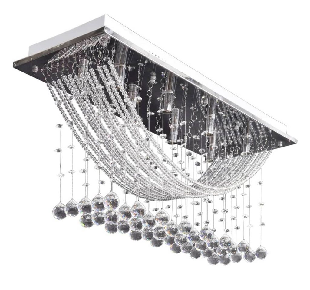 furnicato Deckenleuchte Moderne Deckenlampe 70 x 25 x 29 cm in Weiß mit Kristallverzierung, Luxus-Kronleuchter mit 8 G9 Fassungen für den privaten Wohnraum Bild 4