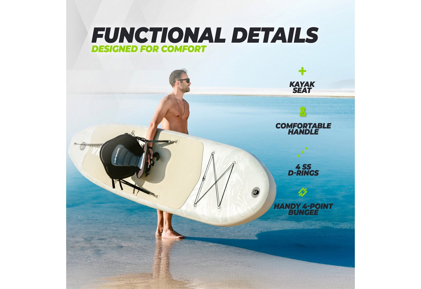 VirtuFit Inflatable SUP-Board VirtuFit Supboard Cruiser 305 Sandbeige mit Kajak-Sitz Bild 4