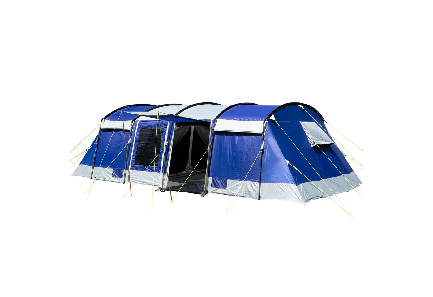Skandika Tunnelzelt Montana 8 Sleeper, Familienzelt mit 3-4 nachtschwarzen Schlafkabinen, Personen: 8 (Sleeper Technologie, Organizer-Taschen, Haken für Zeltlampe), wasserdicht, 5000mm Wassersäule, Moskitonetze, Zeltboden, 2m Stehhöhe