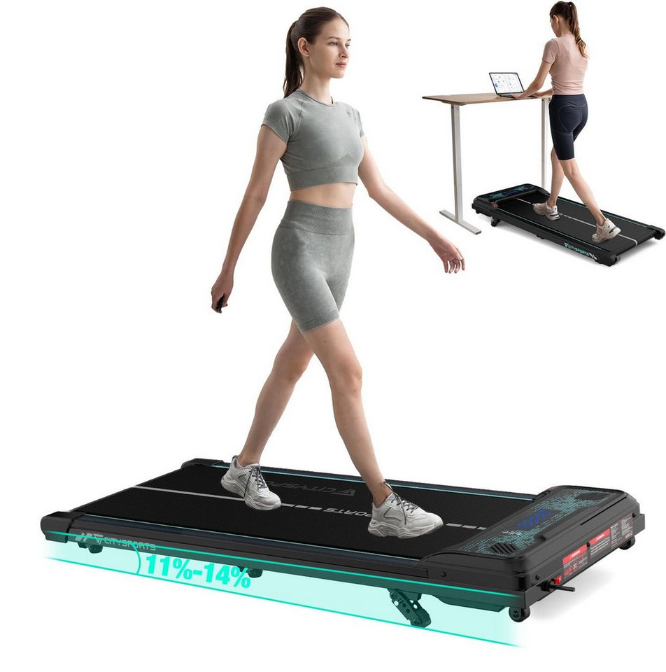 CITYSPORTS Laufband Laufband WP6 Walking Pad, 1–6 km/h, 440 W, 3-stufige Steigung bis 14 % (Mit toolkit,mit Schmiermittel), 120 kg, selbstzentrierender Laufgurt, LED-Display, Bluetooth Bild 3