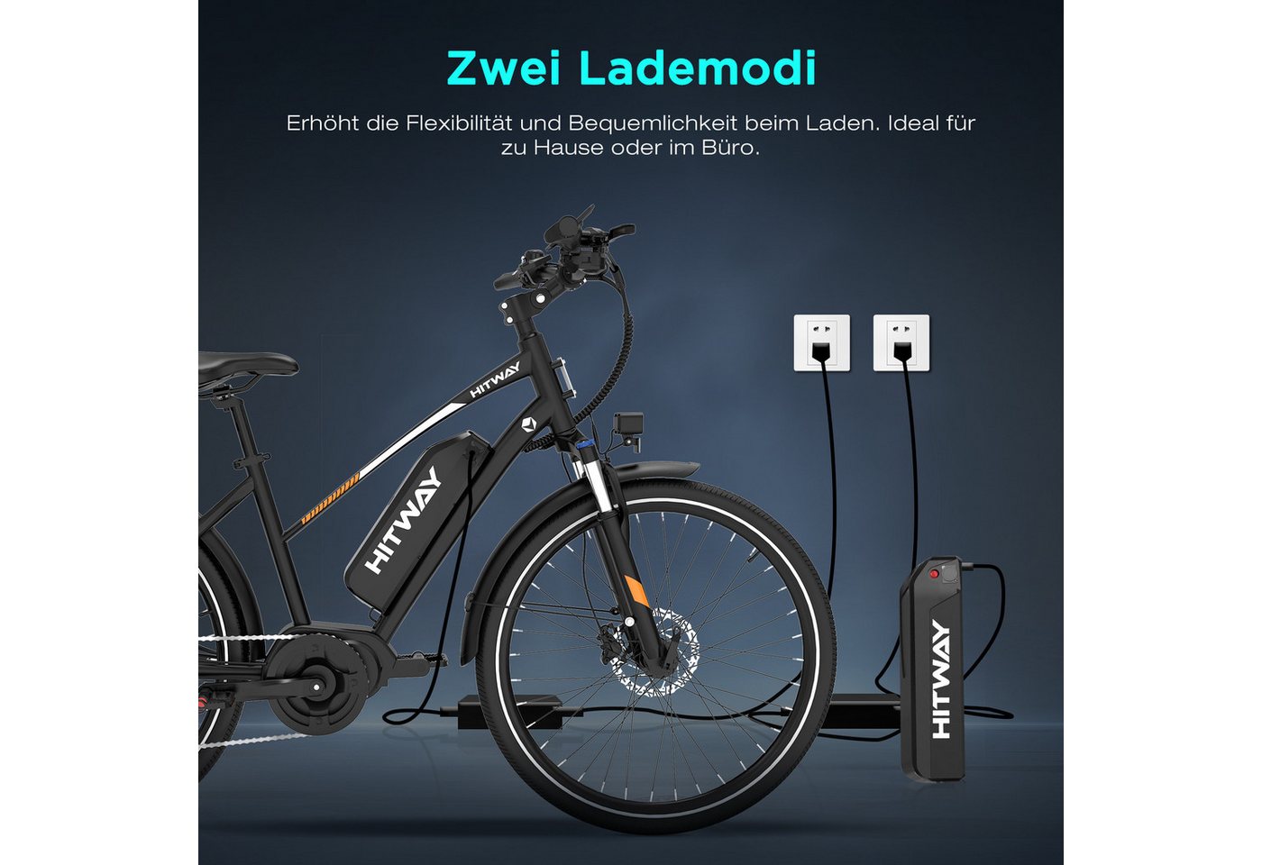 HITWAY E-Bike Cityrad E-Bike 27,5 Zoll, 70 Nm Mittelmotor,Hydraulikbremse,bis zu 180 km, 7 Gang shimano shimano Schaltwerk, Kettenschaltung, Mittelmotor, 468 Wh, (Lieferumfang: Ladegerät, Zahlenschloss, Mini-Luftpumpe), Ananda Mittelmotor, ZOOM Bremsen,3A-Lader, App, NFC. Bild 4