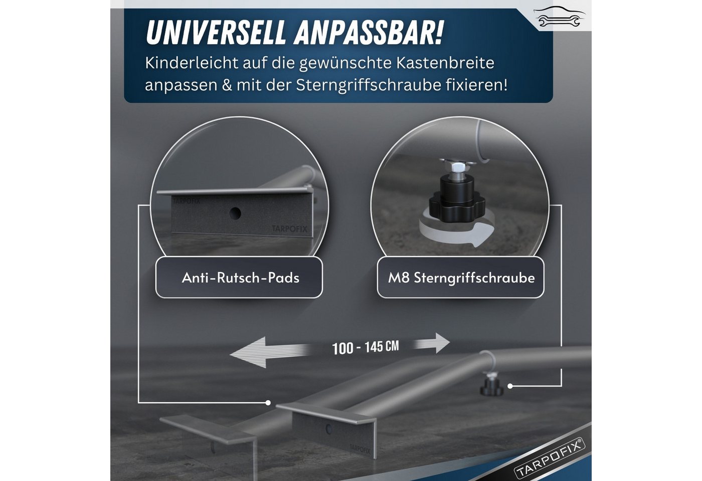 Tarpofix® Schutzplane Anhängerplane DDR Anhänger PVC wasserdicht UV-beständig (Blaue Plane + 1x Planenbügel), Flachplane 140x105 cm + 1x Planenbügel Set Bild 2