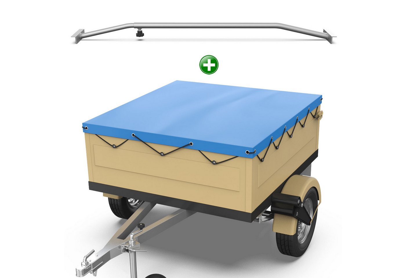 Tarpofix® Schutzplane Anhängerplane DDR Anhänger PVC wasserdicht UV-beständig (Blaue Plane + 1x Planenbügel), Flachplane 140x105 cm + 1x Planenbügel Set Bild 3